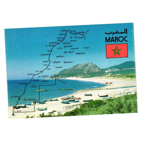 Postcard Map Morocco Beach Landscape Carte Postale Maroc Infinite 1991 Tourism - Picture 1 of 2